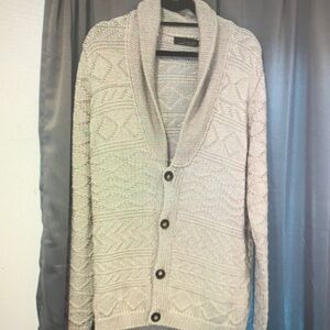 Men's Cream Shawl Collar Sweater